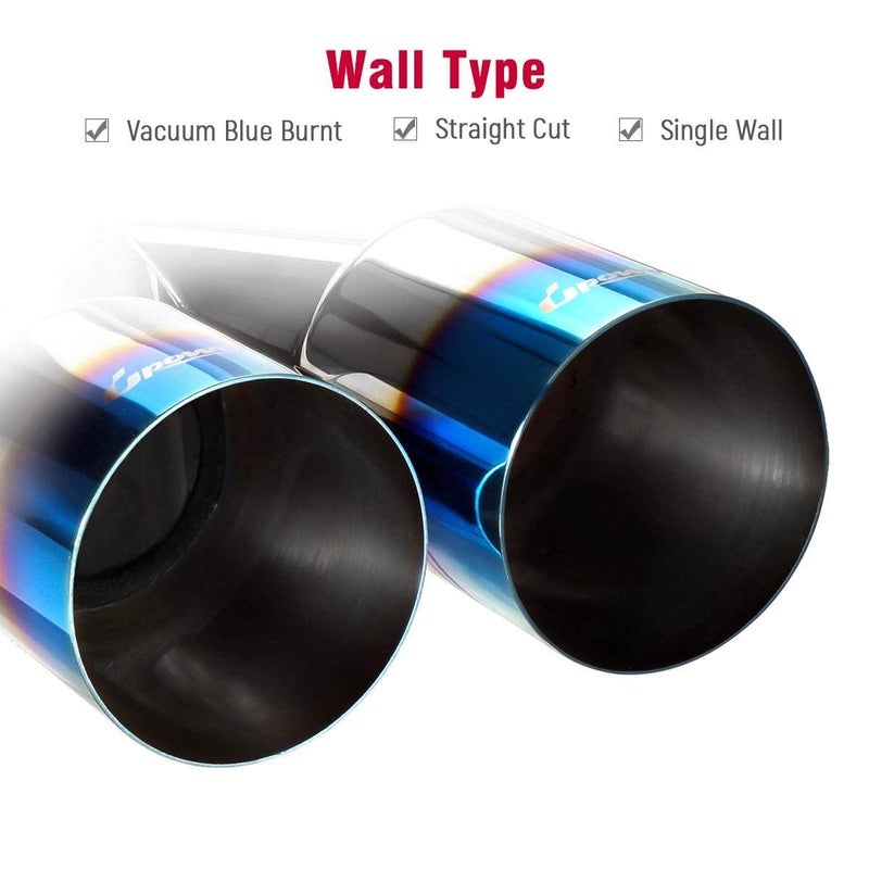 Upower Dual Exhaust Tip 2.5 Inch Inlet 3.5 Inch Outlet 2.5" to 3.5" Diesel Exhaust Tailpipe Blue Burnt 304 Polished Stainless Steel 10.5" Long Weld-on Exhaust Tail Pipe Pack of 2 - Image 4